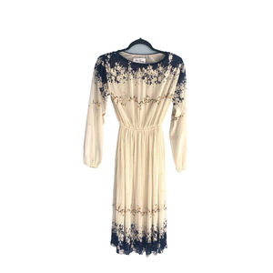 Vintage Hal Ferman Sheer Cream Floral Dress Small?